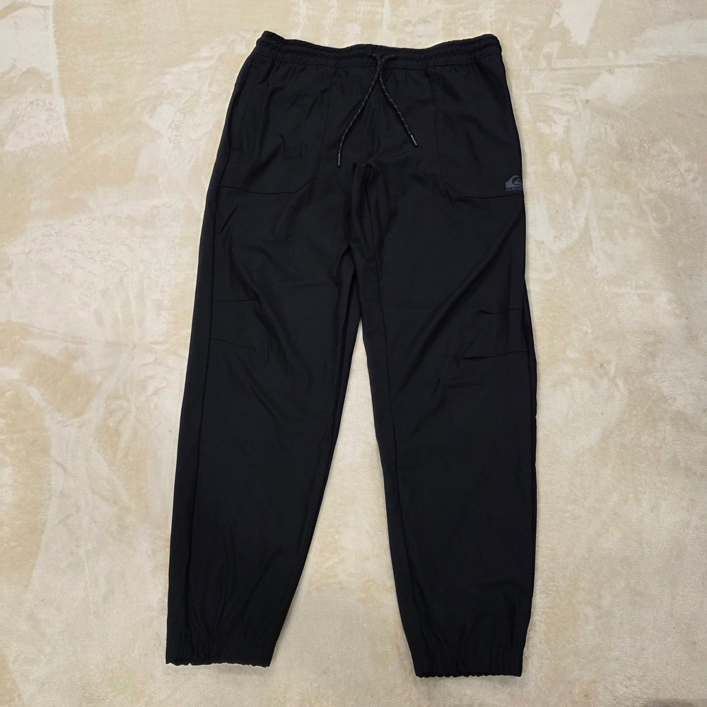 QUIKSILVER Mens L Pants Black Active Joggers Track Elastic Waist Drawstring